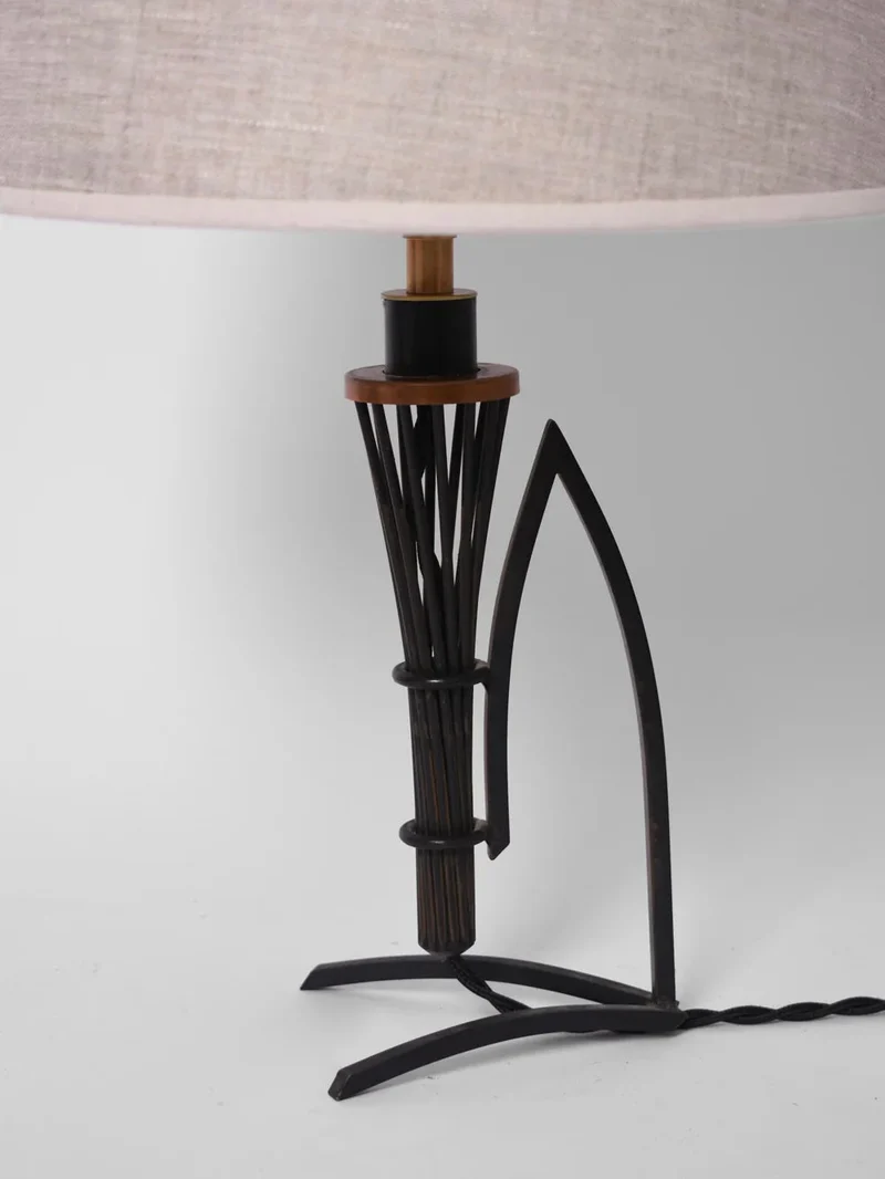 Vintage Pair of Iron And Copper Table Lamp, 1940s