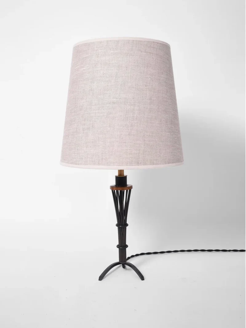 Vintage Pair of Iron And Copper Table Lamp, 1940s