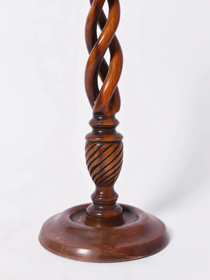 Pair of Turned Wood Candlesticks, 19th c.