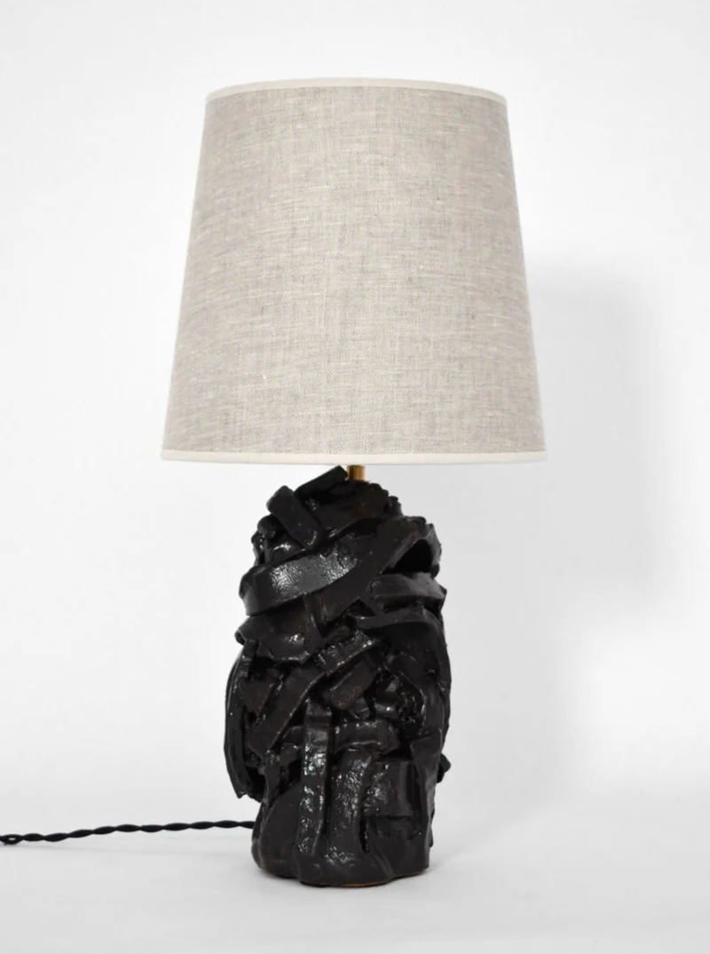 Small "Angkor" Black Glazed Terracotta Table Lamp