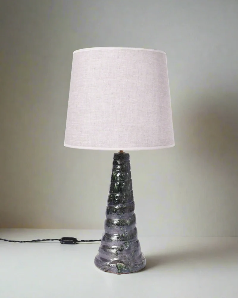 "Teotihuacan" Green Ceramic Table Lamp. Barracuda Edition