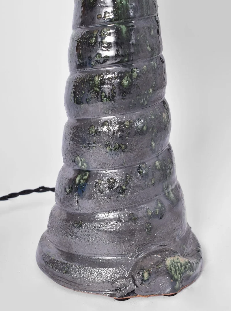 "Teotihuacan" Green Ceramic Table Lamp. Barracuda Edition
