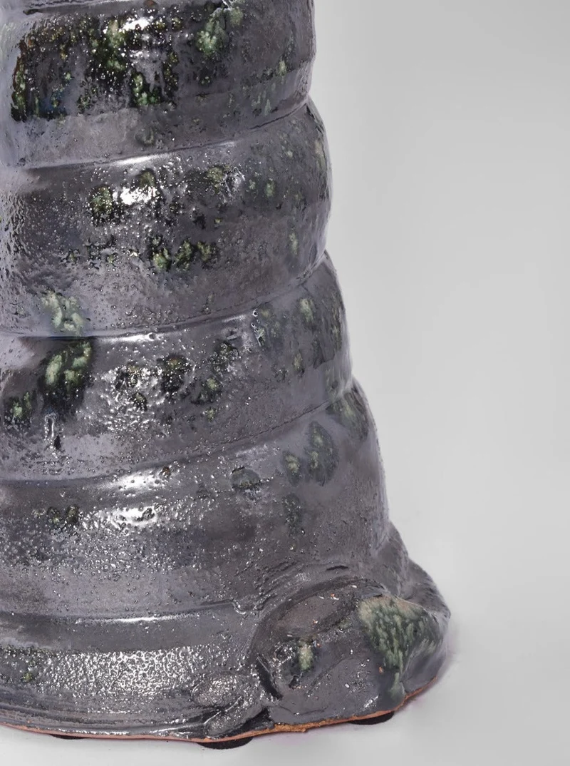 "Teotihuacan" Green Ceramic Table Lamp. Barracuda Edition
