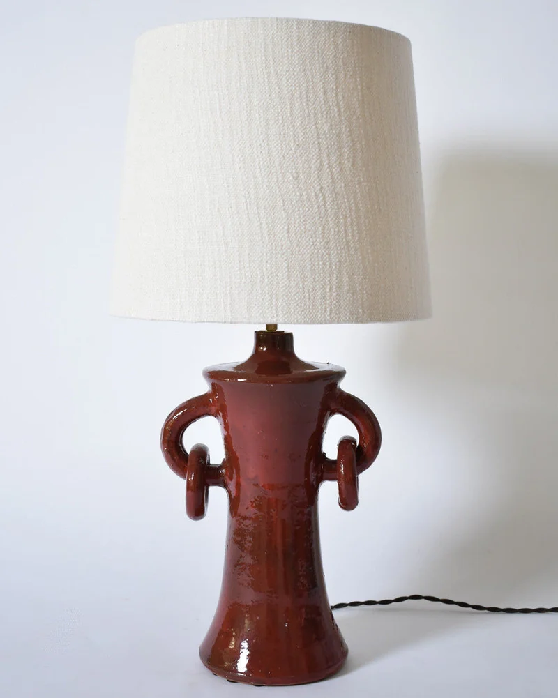 "Kasaï" Red Handles Ceramic Table Lamp