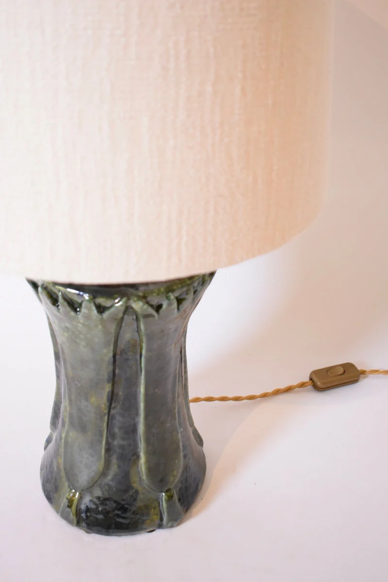 "Kasaï" Blue Green Papyrus Ceramic Table Lamp