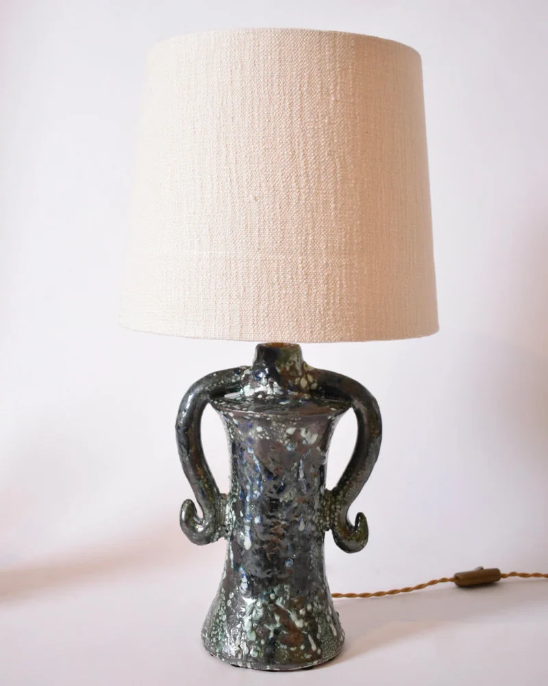 "Kasaï" Erato Blue and Green Ceramic Table Lamp