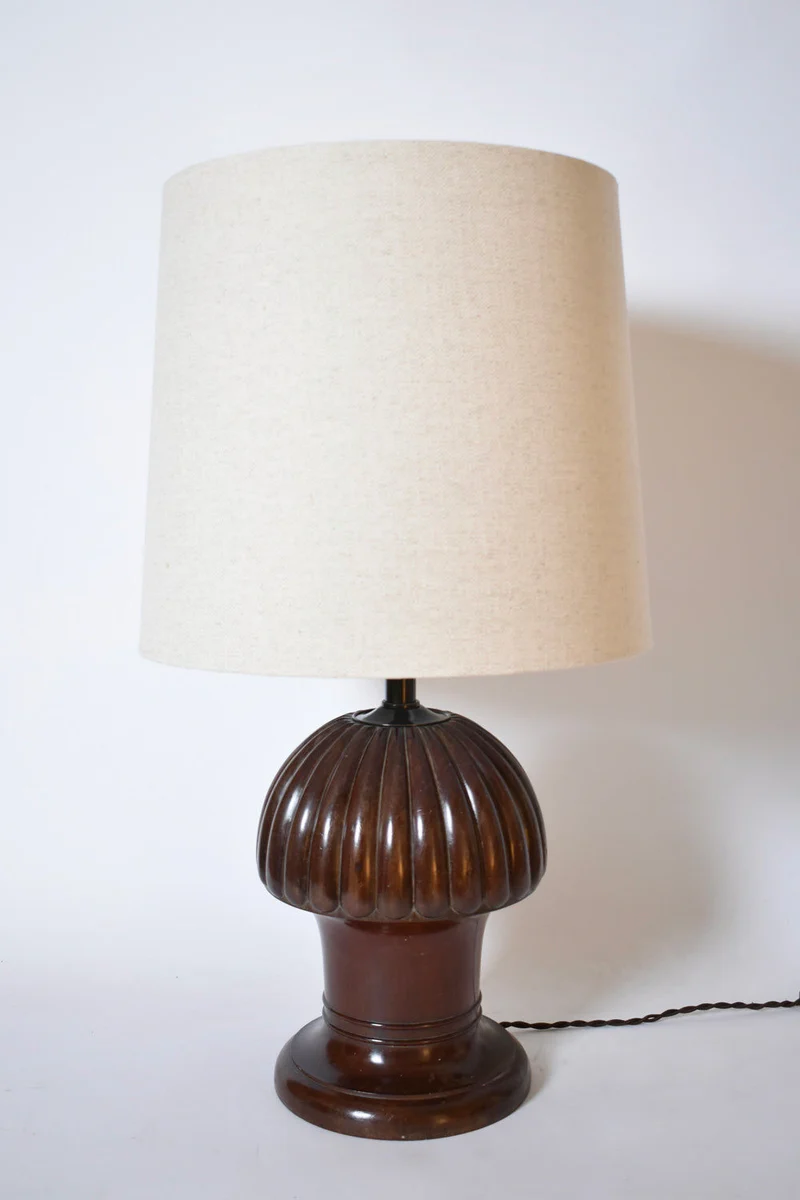 Vintage Pine Shape Wooden Table Lamp, 1930s