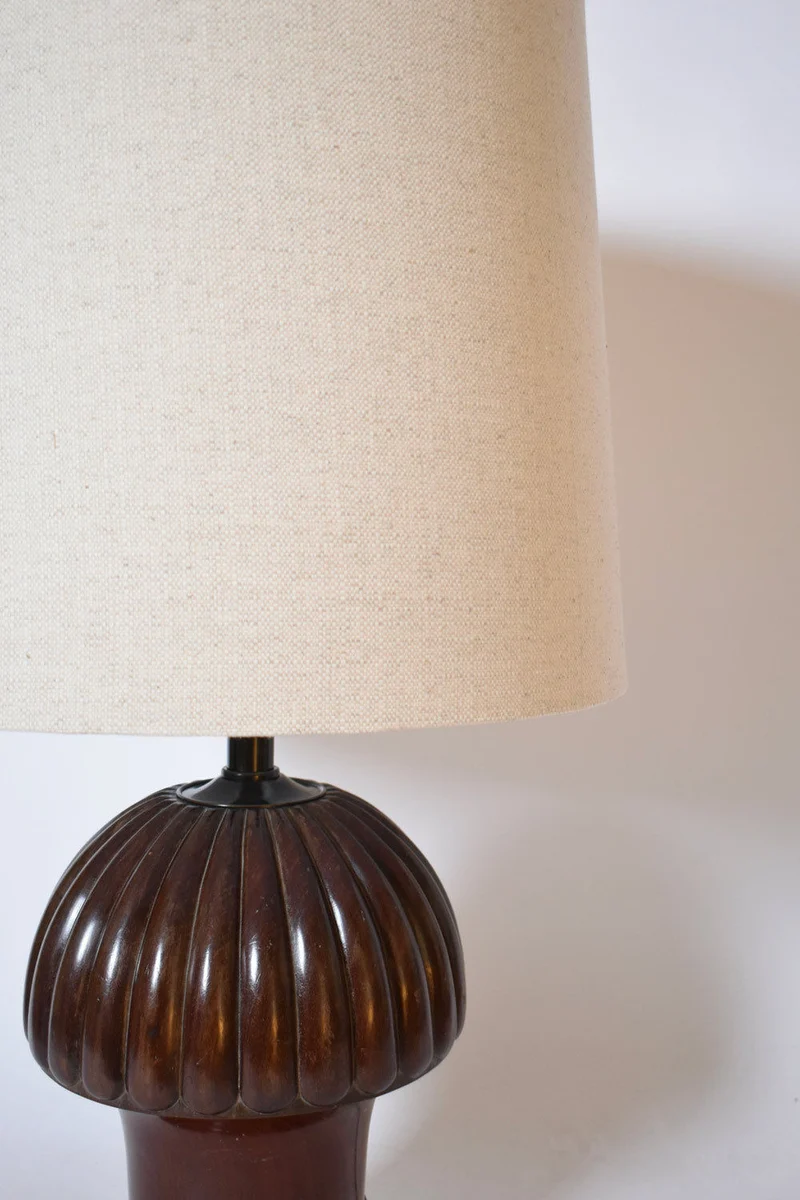 Vintage Pine Shape Wooden Table Lamp, 1930s