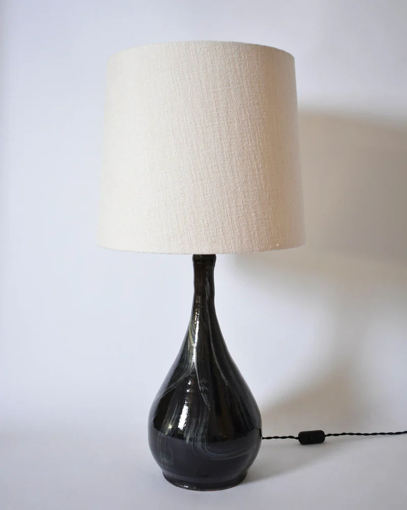 Vintage Black Ivory Brush Table Lamp, Helder