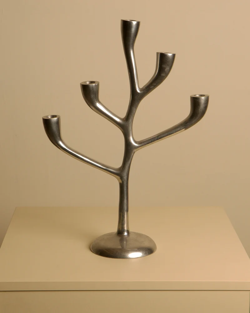 Large 80's Aluminum "Tree" Candleholder