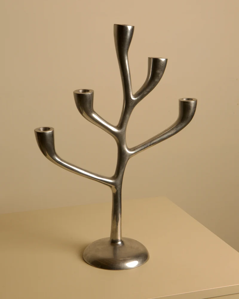 Large 80's Aluminum "Tree" Candleholder