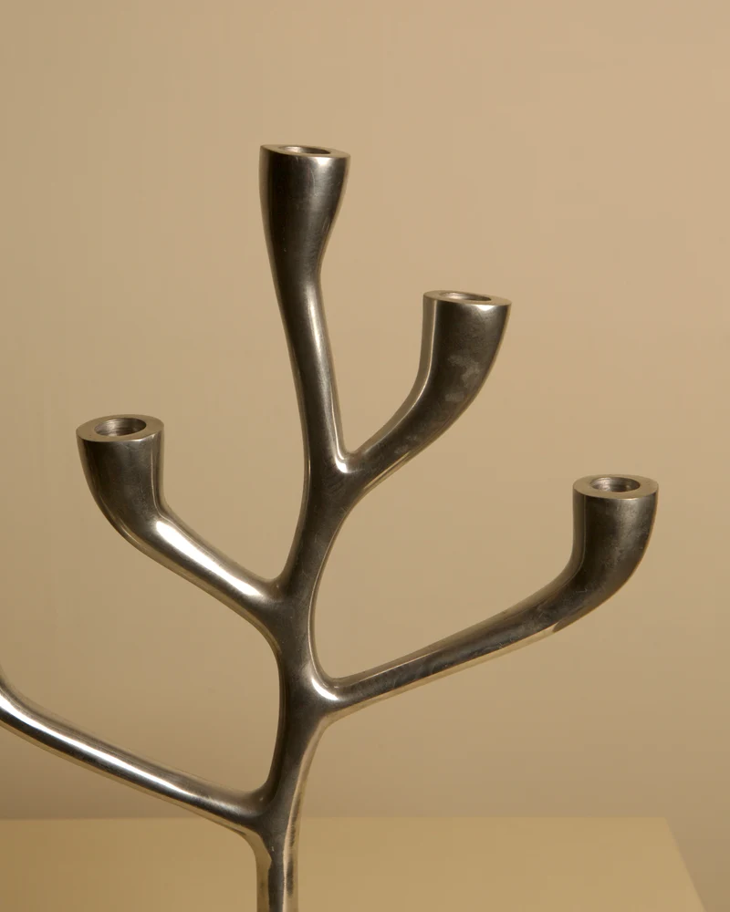 Large 80's Aluminum "Tree" Candleholder