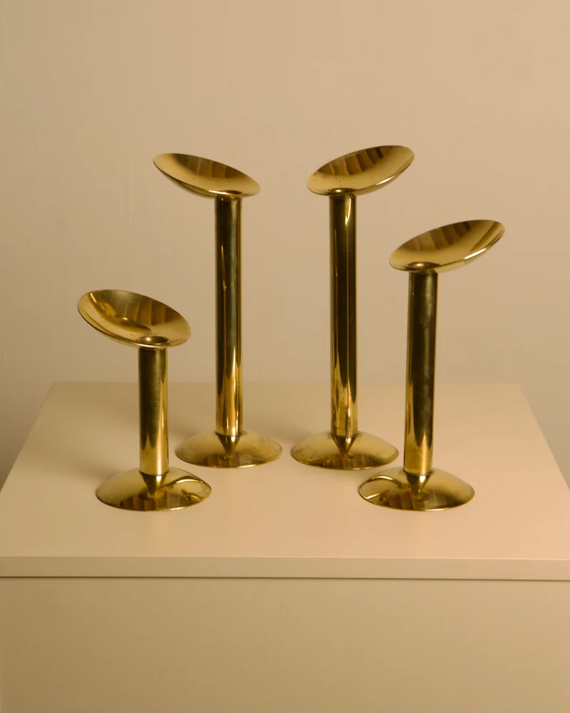 Set of 4 Danish brass candlesticks from the 1960s