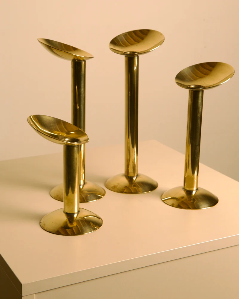 Set of 4 Danish brass candlesticks from the 1960s