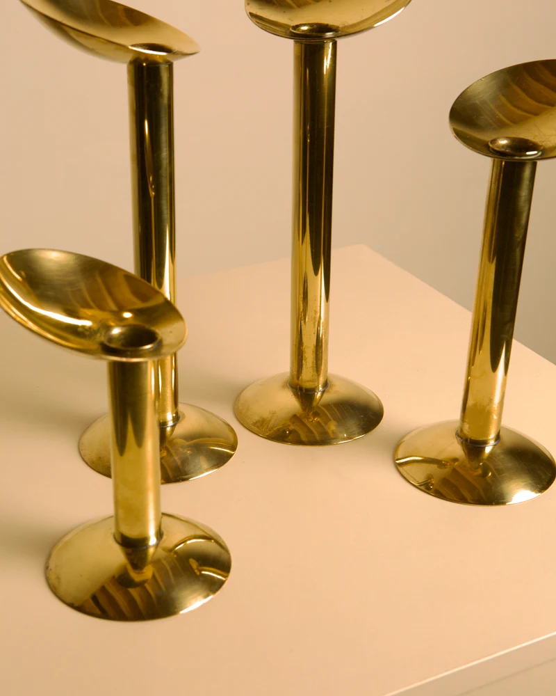 Set of 4 Danish brass candlesticks from the 1960s