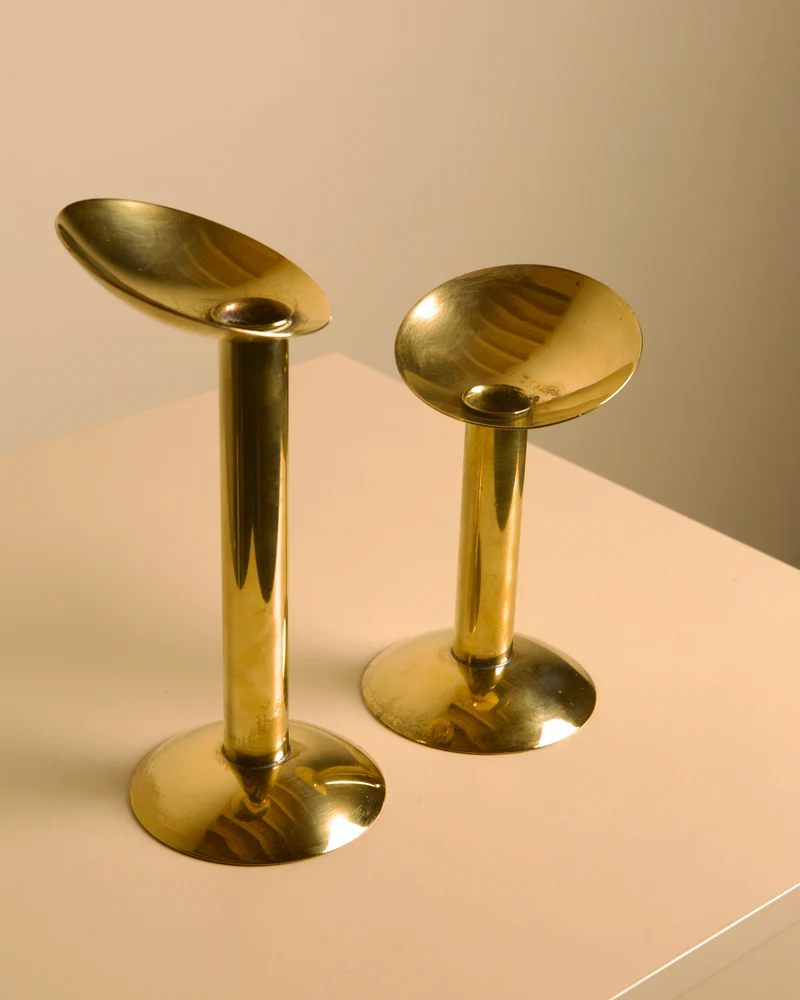 Pair of Danish Brass Candleholders 1960s