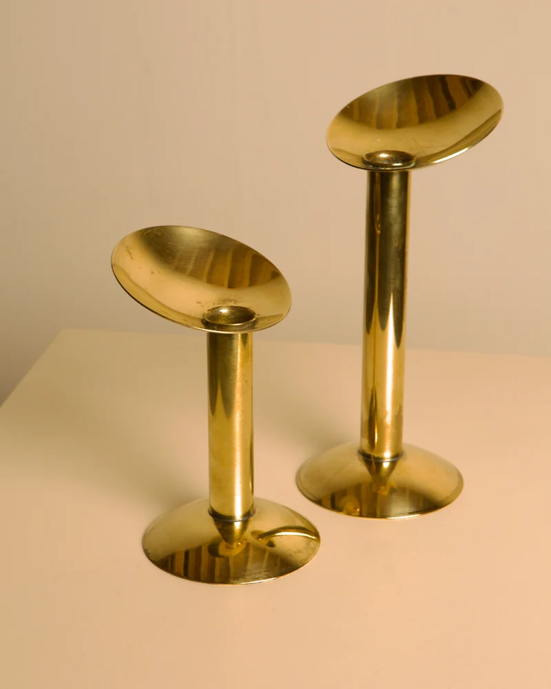 Pair of Danish Brass Candleholders 1960s