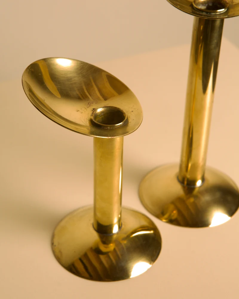 Pair of Danish Brass Candleholders 1960s