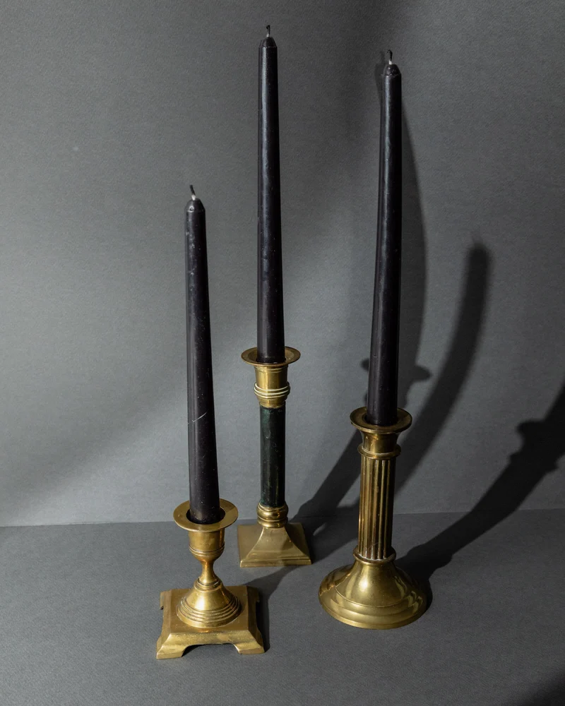Vintage 1940s Brass Candleholders Set of 3