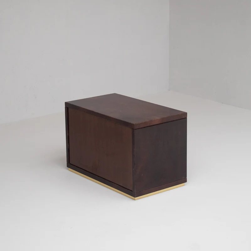 Pair of Aldo Tura (attr) Nightstands in Parchment and Brass