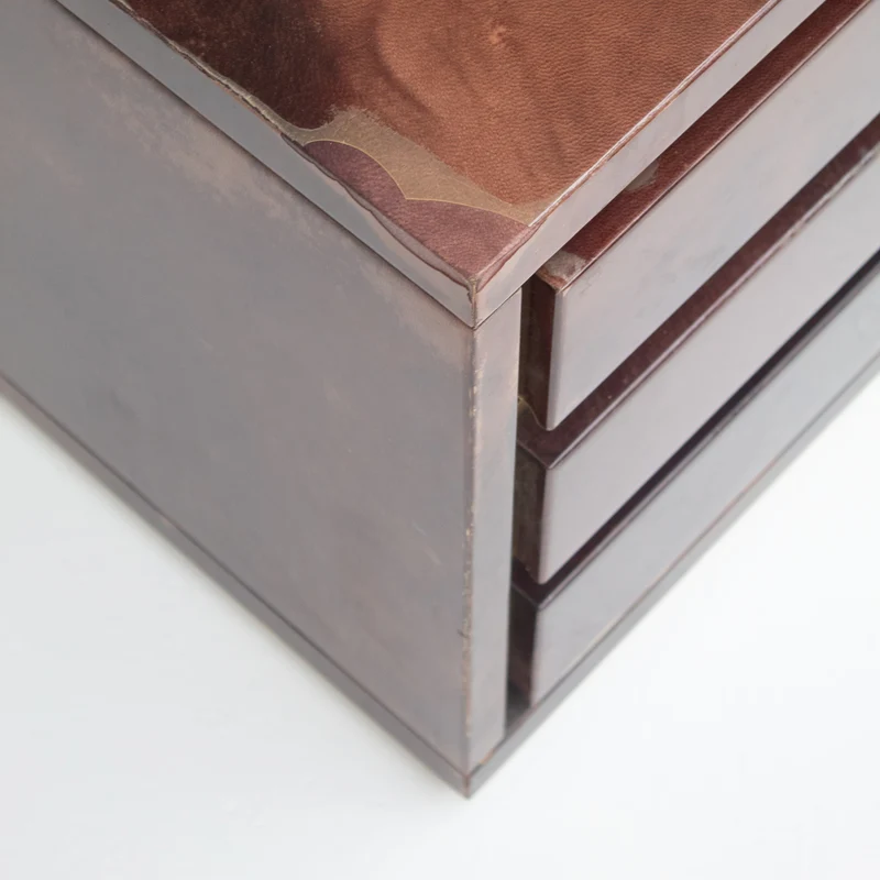 Pair of Aldo Tura (attr) Nightstands in Parchment and Brass