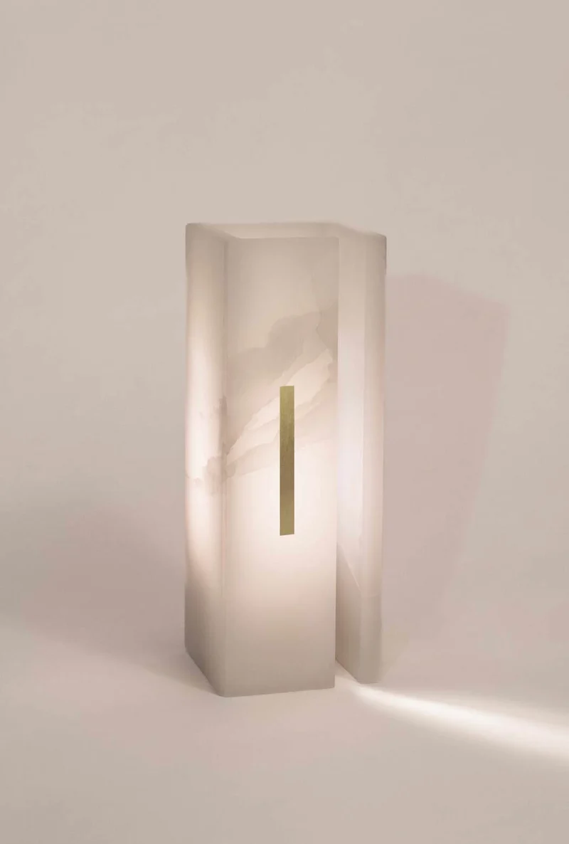 03C PURE WHITE ONIX Collectible Lighting in Stone and Onyx Table Lamp
