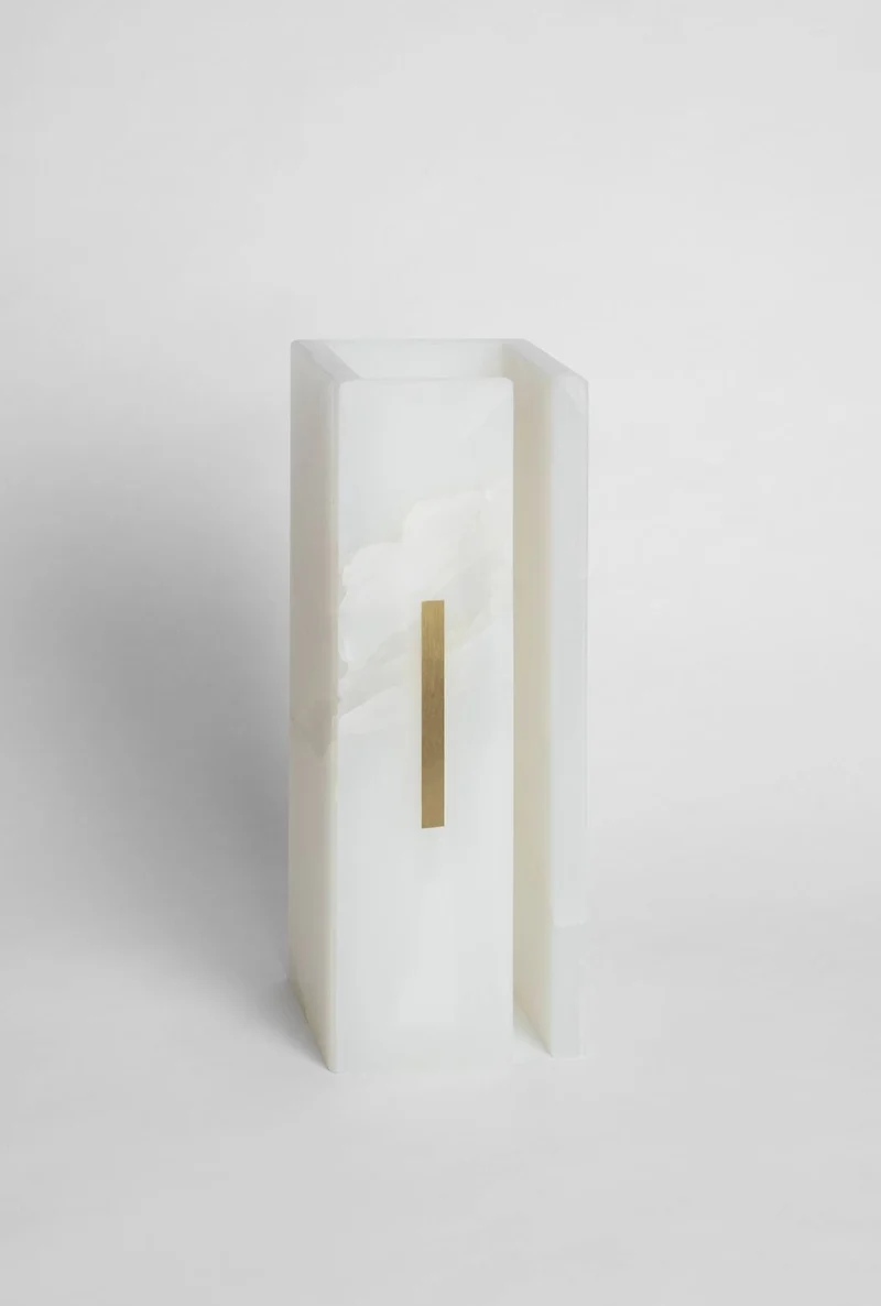 03C PURE WHITE ONIX Collectible Lighting in Stone and Onyx Table Lamp