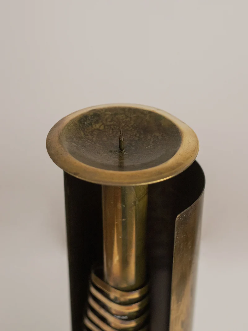 Brutalist Metal Candle Holder- Czesław Palczewski, 1970s Mid Century Modern