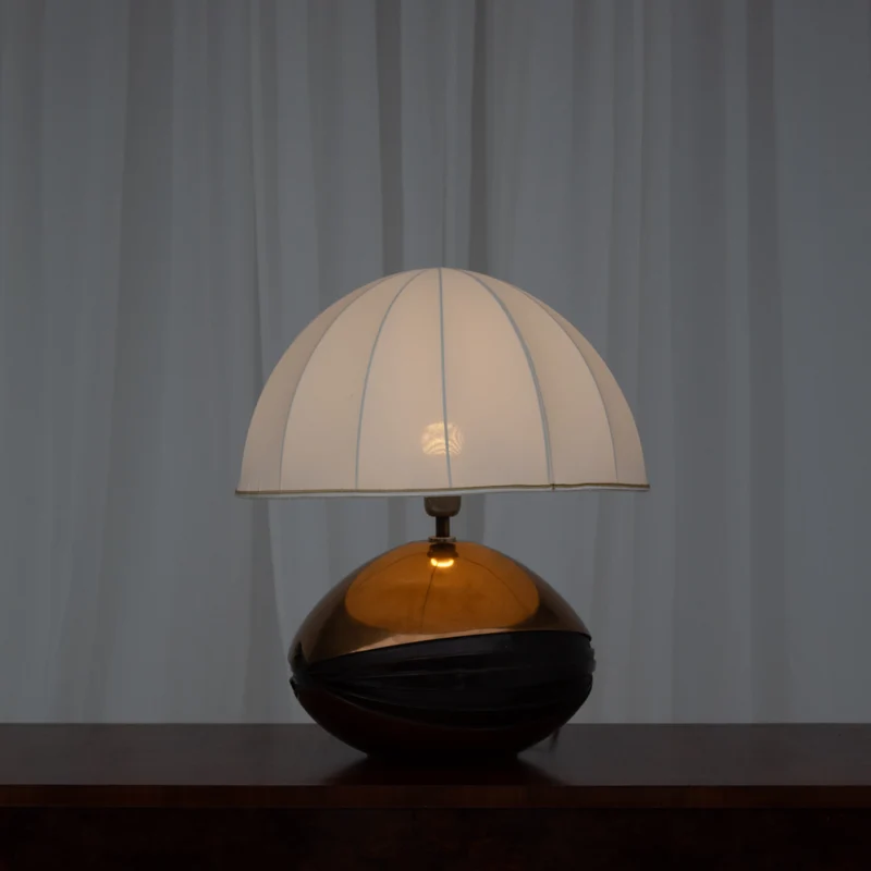 Vintage Brass Table Lamps in Fabric and Textile by Esa Fedrigolli for Esart, 1980s