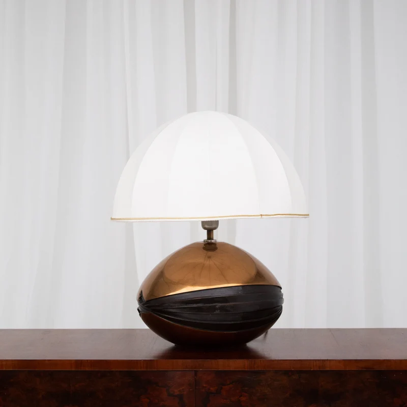 Vintage Brass Table Lamps in Fabric and Textile by Esa Fedrigolli for Esart, 1980s