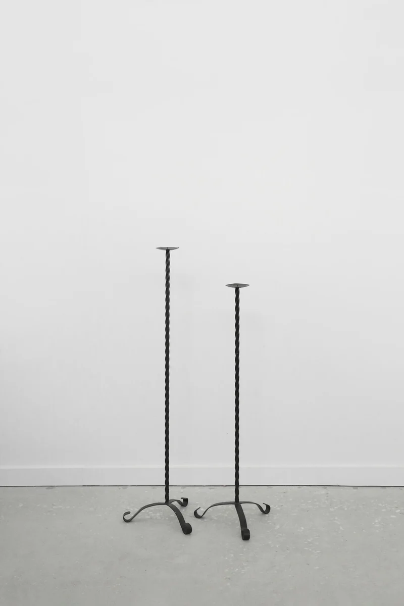Twisted Iron Floor Candleholder Set