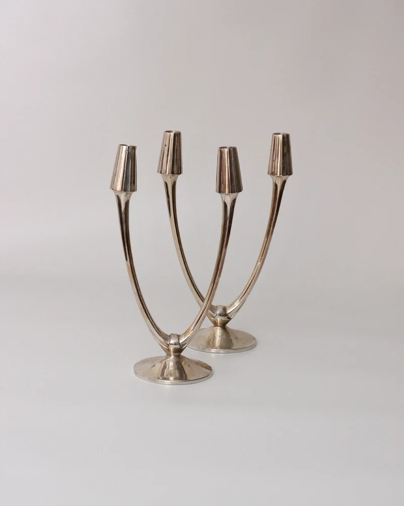 Pareja Candelabros Alpaca
