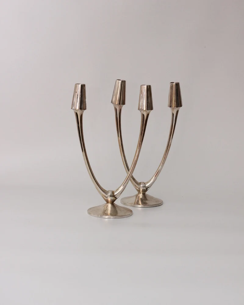 Pareja Candelabros Alpaca