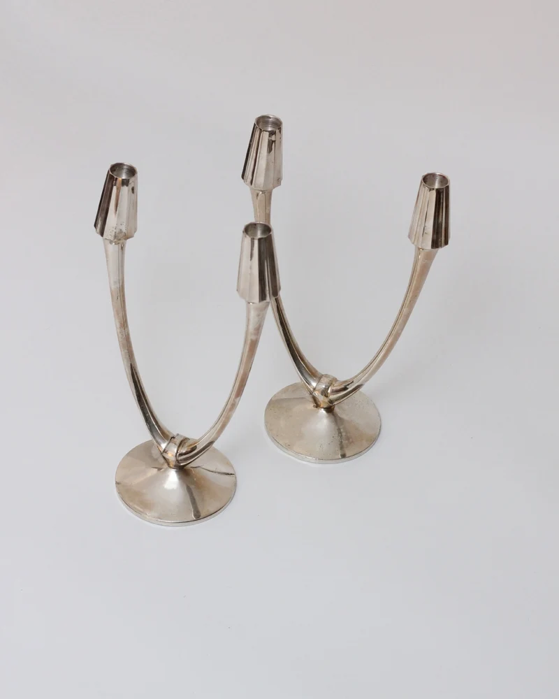 Pareja Candelabros Alpaca
