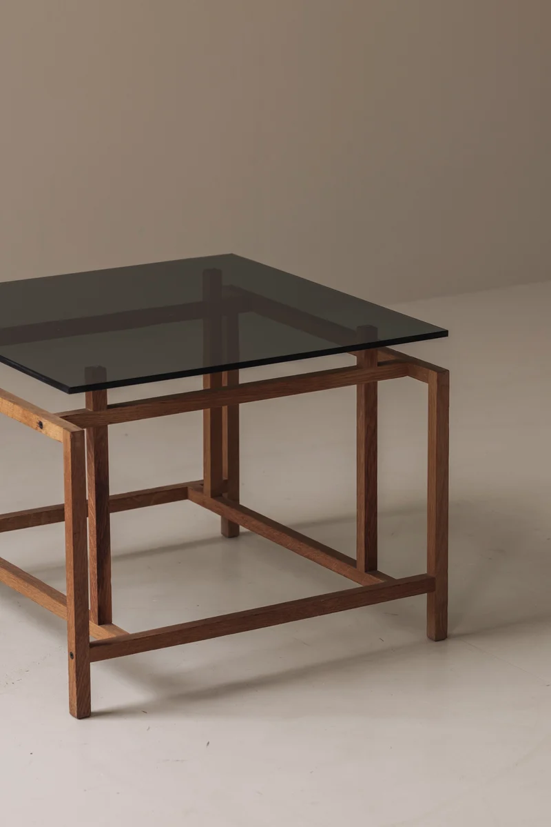 Elegant geometric oak side table by Henning Nørgaard for Komfort Møbler, Denmark 1970s