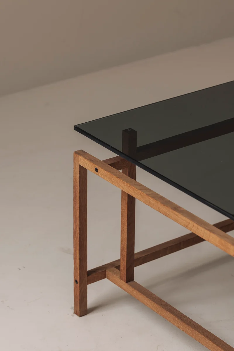 Elegant geometric oak side table by Henning Nørgaard for Komfort Møbler, Denmark 1970s