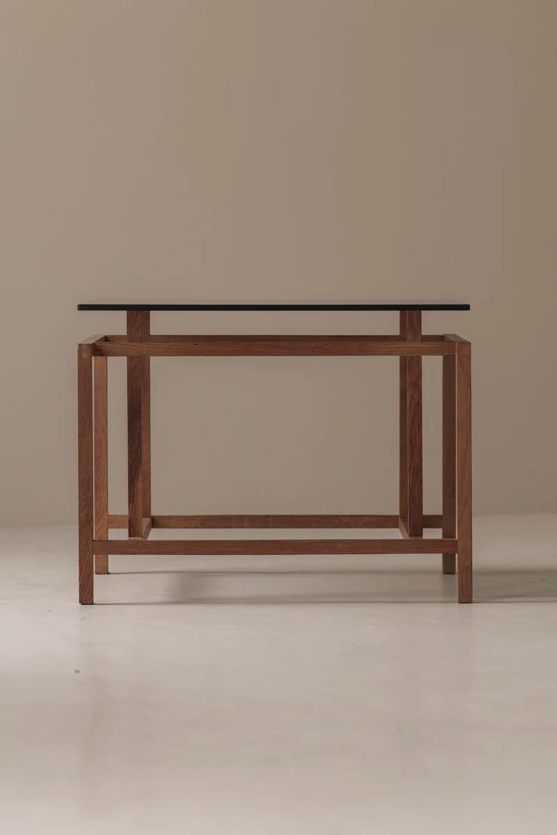 Elegant geometric oak side table by Henning Nørgaard for Komfort Møbler, Denmark 1970s