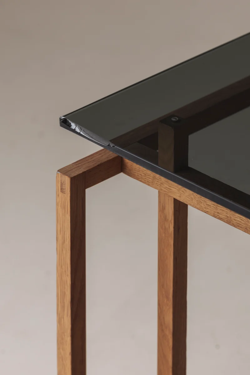 Elegant geometric oak side table by Henning Nørgaard for Komfort Møbler, Denmark 1970s