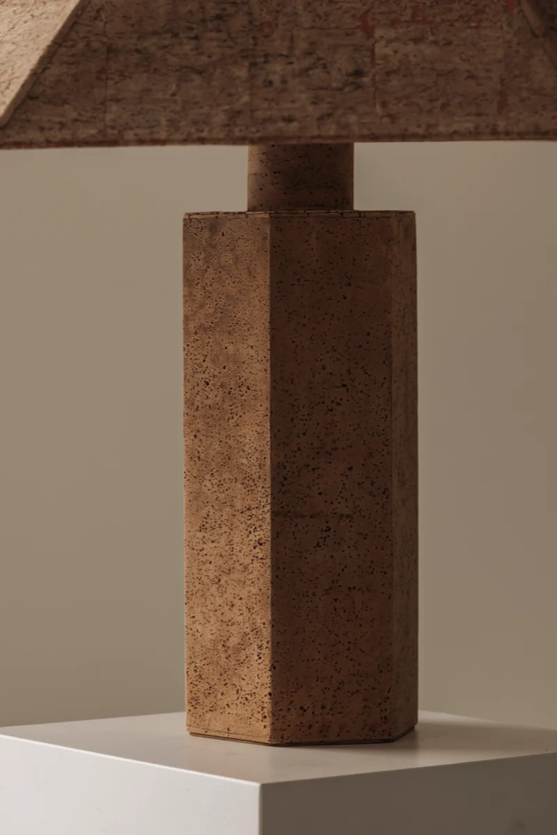 Hexagonal Cork Table Lamp by Ingo Maurer for M Design, Germany 1970s