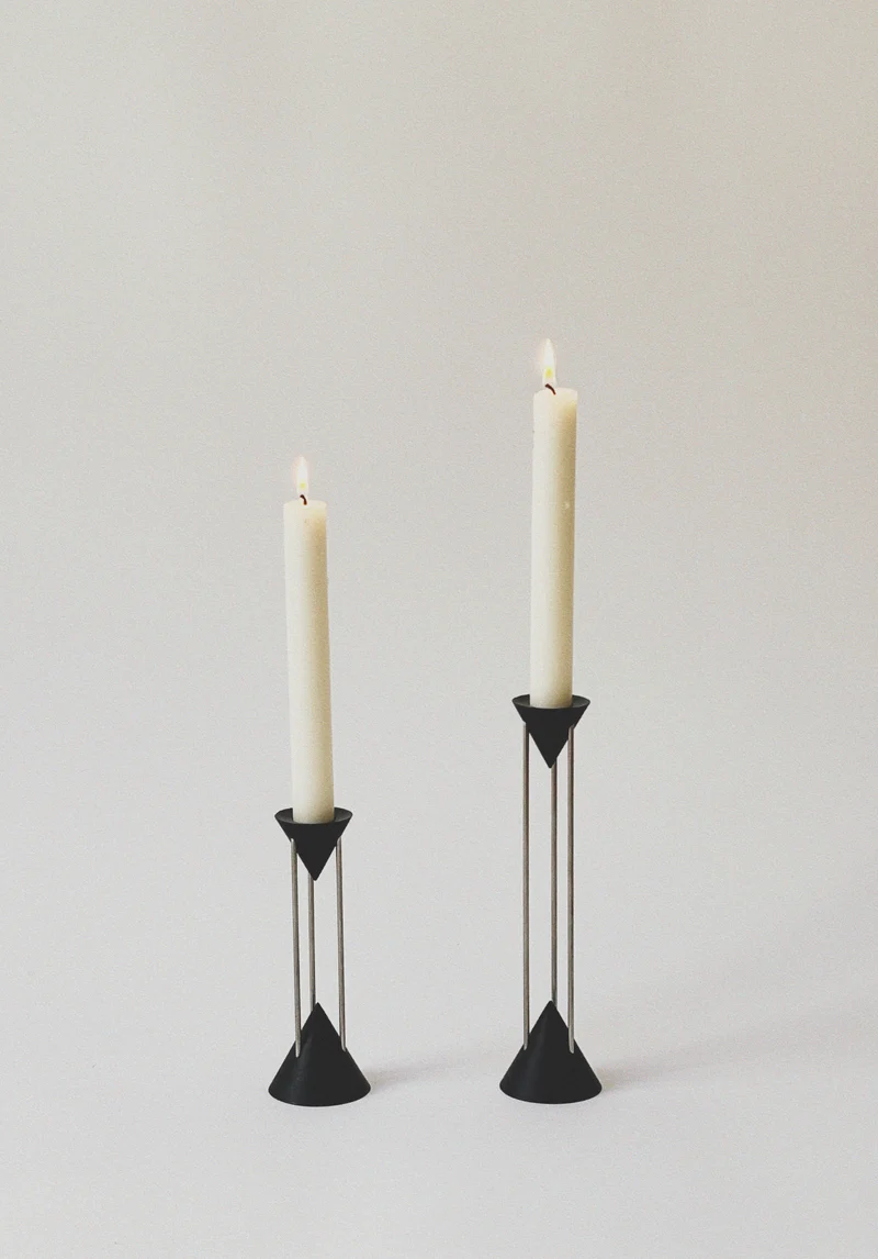 Postmodern Metal Candlesticks, c. 1980's Germany