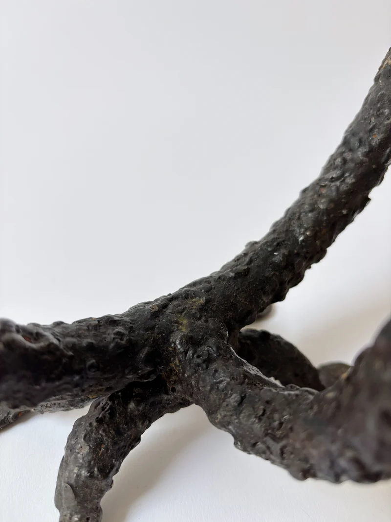 Metal Textured Artisan Candlestick, Poland