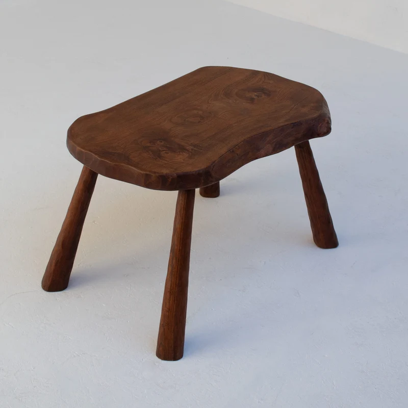 Brutalist Solid Wood Side Table in Oak