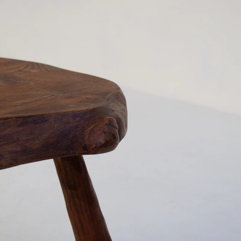 Brutalist Solid Wood Side Table in Oak