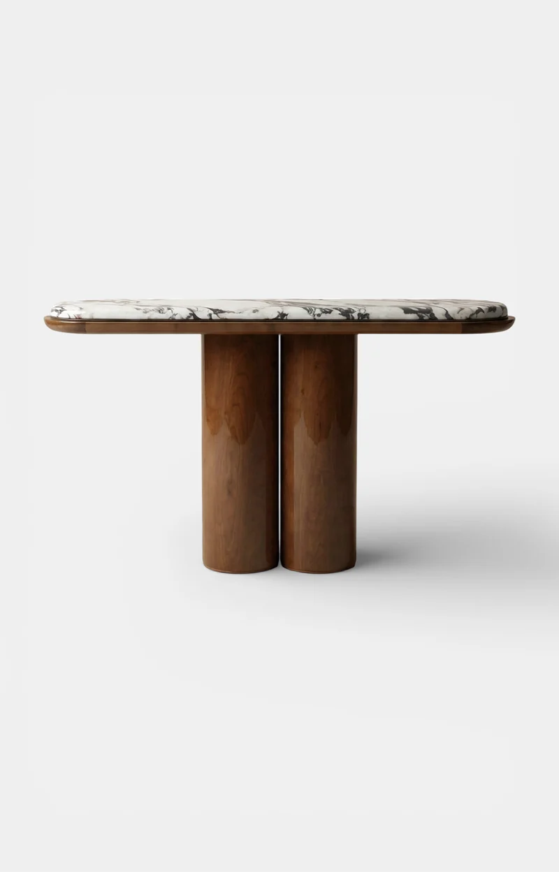 Ida Wood And Calacatta Viola Marble Console
