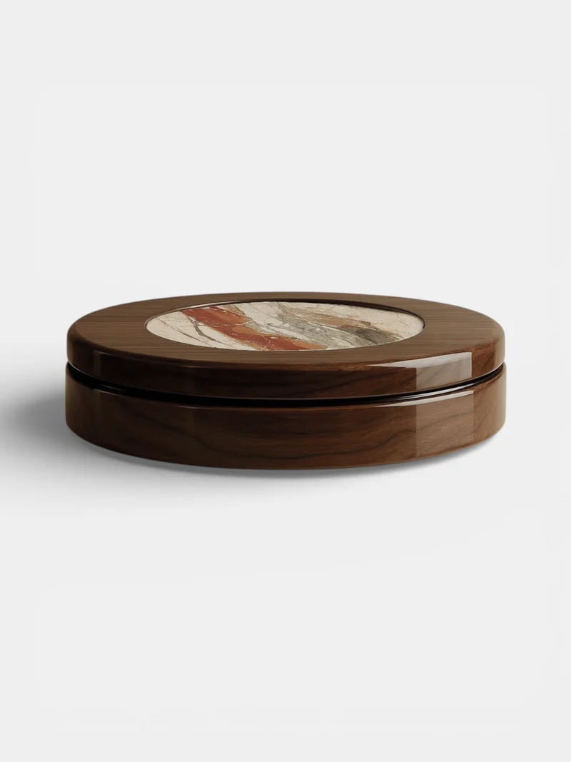 Yoyo Wooden And Breccia Fantastique Marble Coffee Table