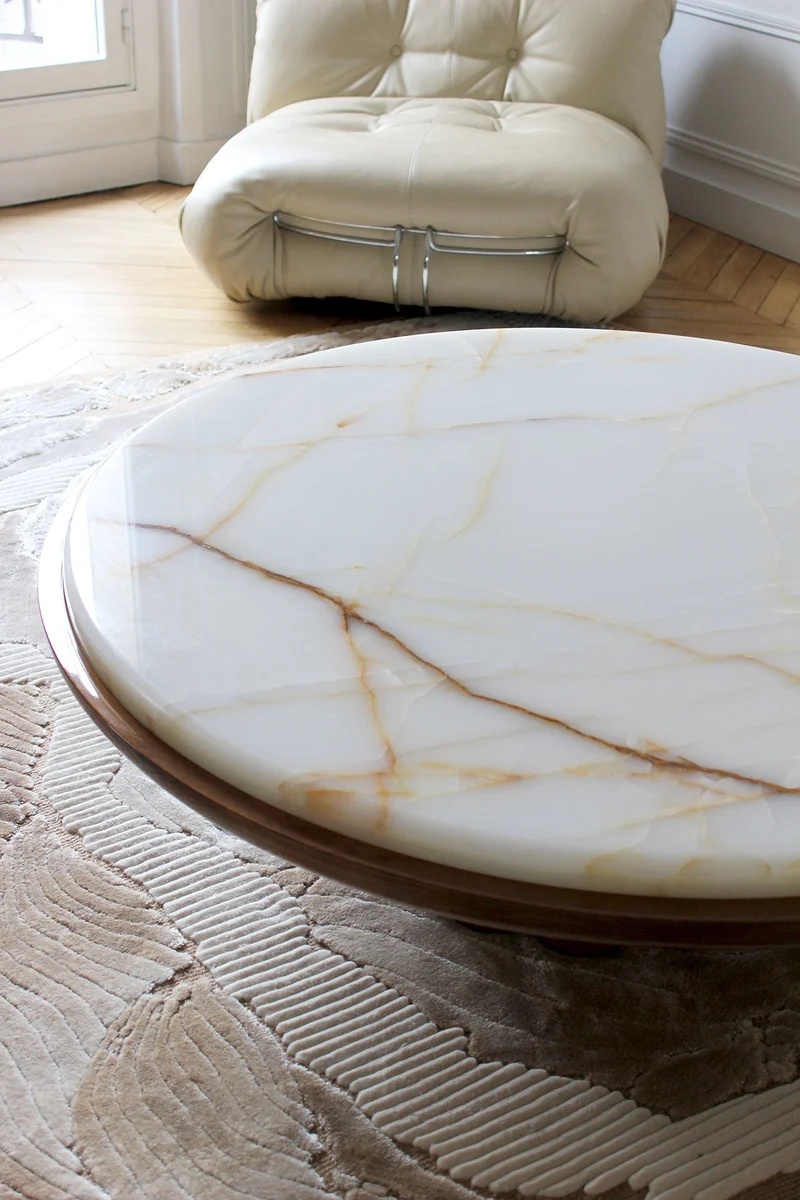 Edoni Wood and Shell Onyx Coffee Table
