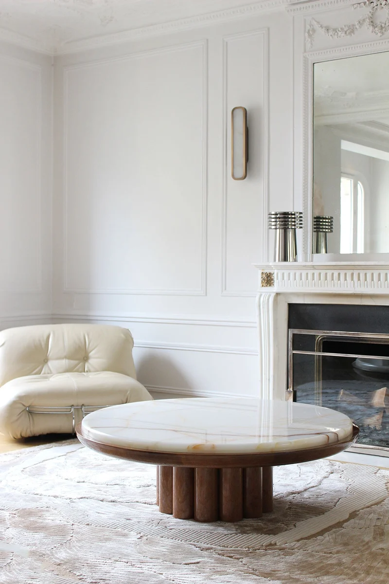 Edoni Wood and Shell Onyx Coffee Table