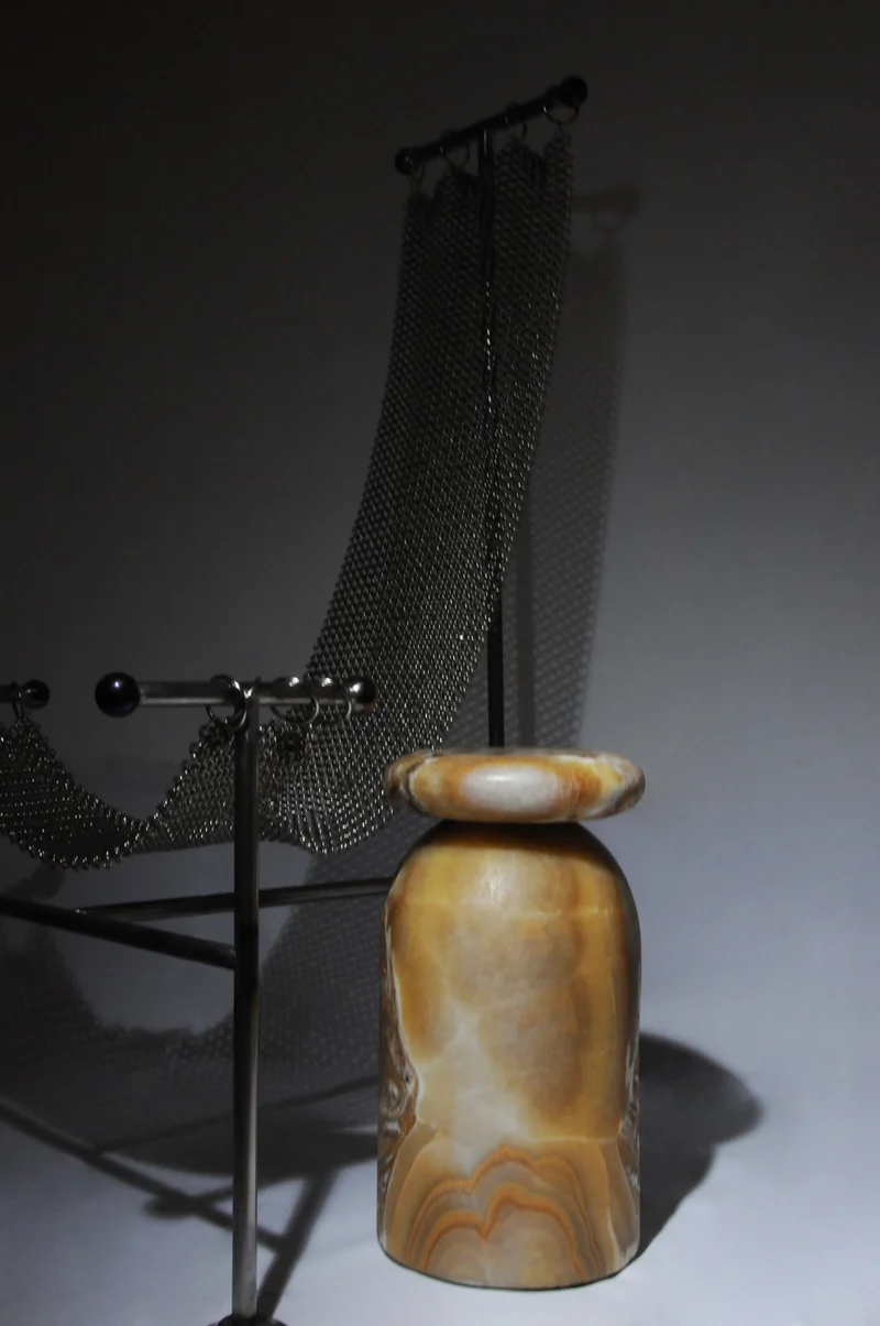 Cult Stool/ Side Table, Marble or Onyx