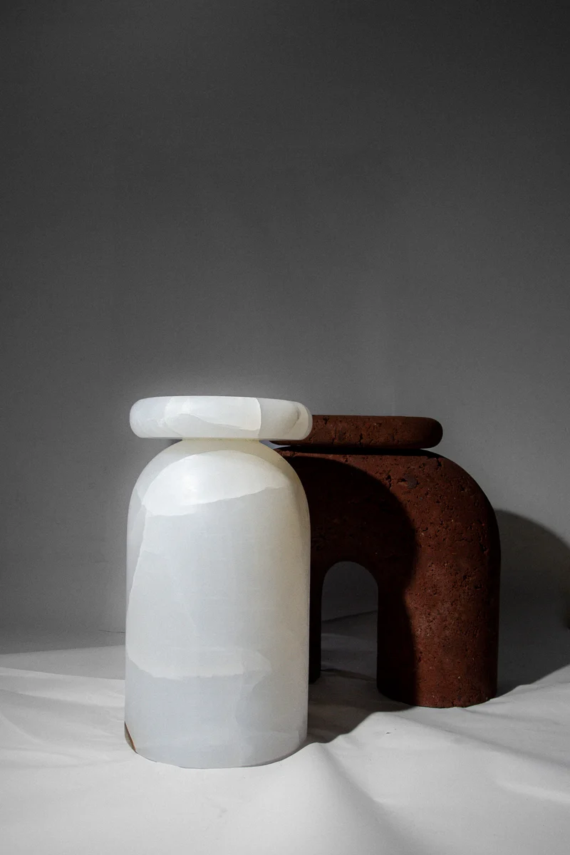 Cult Stool/ Side Table, Marble or Onyx