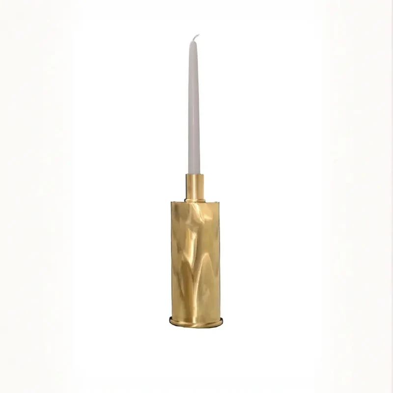 Tall Brushed Brass Candle Holders in Brushed natural brass